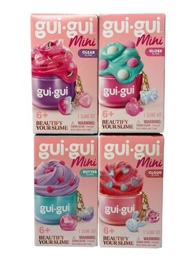 (4) Gui Gui Mini Slime Kits ASMR Sensory Keychain Phone Clip Collectible